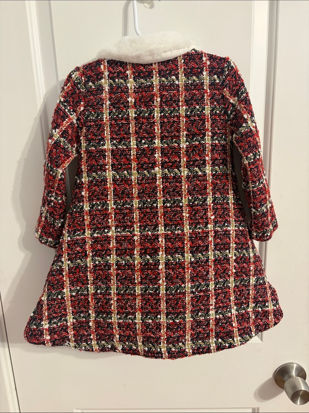 Blueberi Boulevard Red Plaid Coat with Matching Dress - Picture 4 of 11